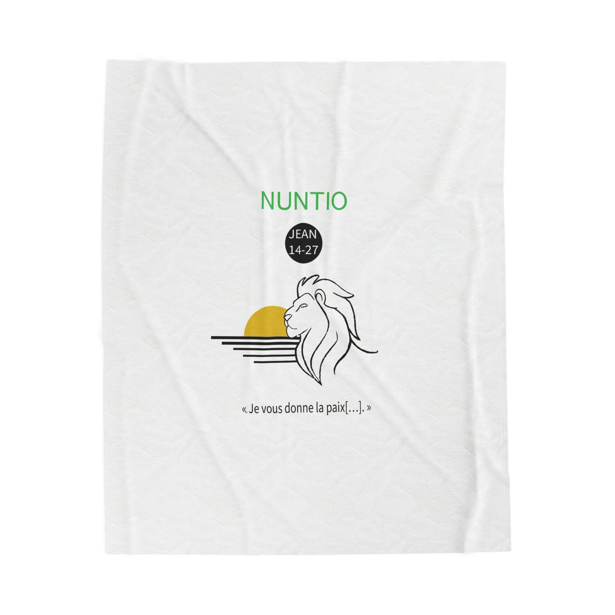 Couverture en peluche de velours  — "NUNTIO" Jean 14:27 Inspirational Throw