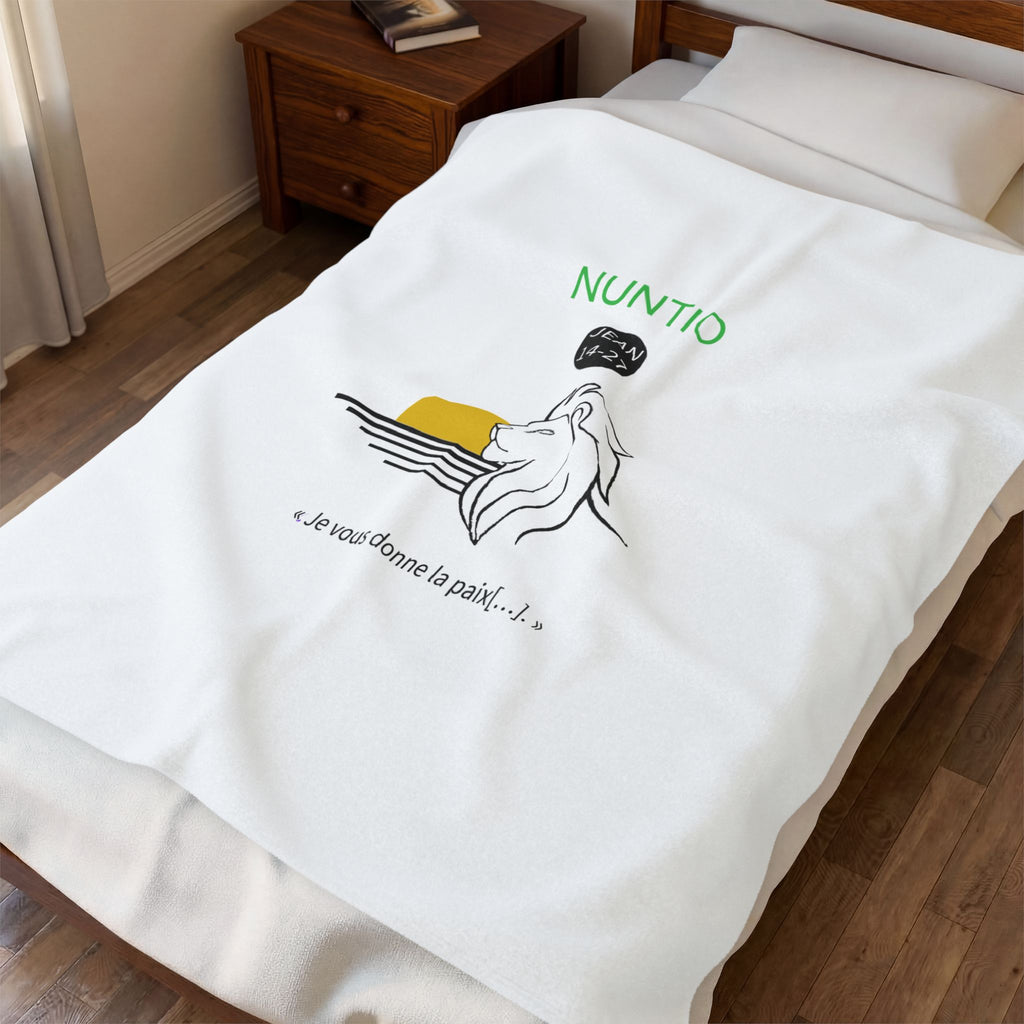 Couverture en peluche de velours  — "NUNTIO" Jean 14:27 Inspirational Throw
